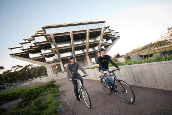 bicyclists near Geisel Library