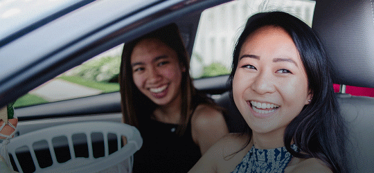 two girls in a car